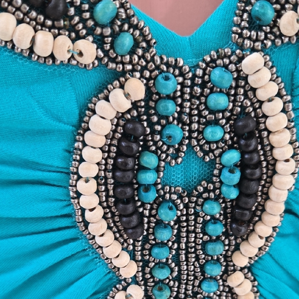 Cache Blue Gold Ruched Halter Maxi Dress - Picture 5 of 5